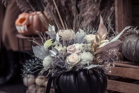 Halloween, decor elements and attributes of the holiday .Autumn holidays, decor and decoration.の写真素材