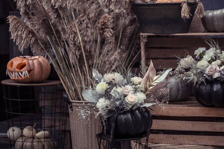 Halloween, decor elements and attributes of the holiday .Autumn holidays, decor and decoration.の写真素材