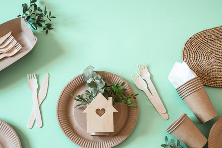 Eco-friendly, stylish recyclable paper tableware. Paper food boxes, plates, and cornstarch Cutlery...