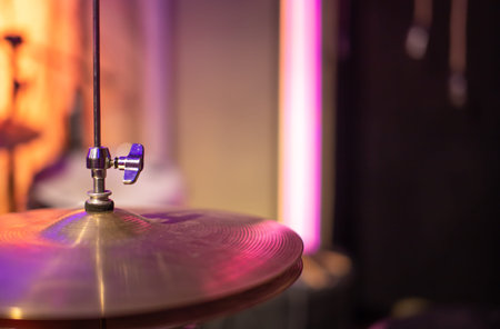 Drums, cymbals, hi hat on a beautiful background in the recording Studio. Room for musicians '...