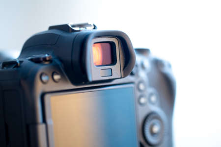 Part of a professional digital camera. Macro photo viewfinder and camera screen.の写真素材