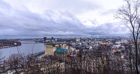Landscape of a large industrial city in cloudy weather.の写真素材
