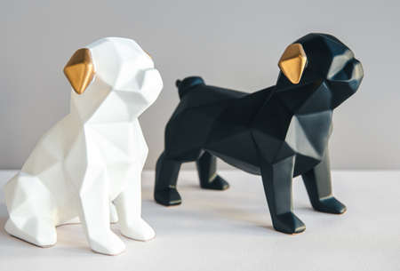 Decorative figurines in the form of dogs close-up.の写真素材