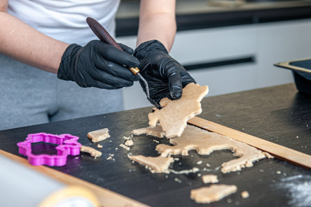Close-up, the process of making handmade gingerbread.