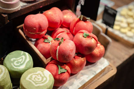 Natural cosmetics for the body, handmade soap, bath bombs.の写真素材