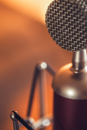 Professional microphone for sound recording, macro photography.の写真素材