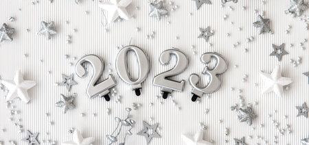 Christmas background with numbers 2023 on a white background.