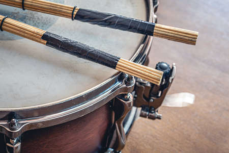 Close-up, drumsticks on a blurred background.の写真素材