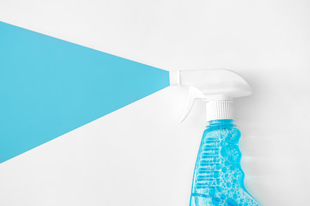 Flat lay, glass and surface cleaning spray, cleaning concept.の写真素材