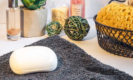 Spa composition with home hygiene and body care products.の写真素材