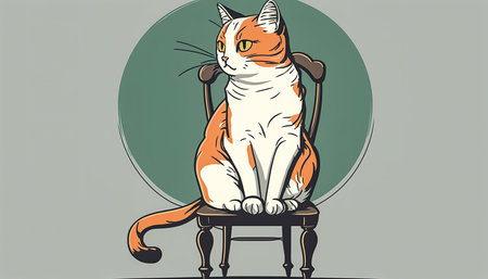 Funny cat sits on a chair, generative AI.の写真素材