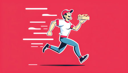 Courier delivering pizza, food concept, generative AI.の写真素材