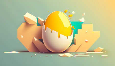 Egg white and yellow, Easter concept, generative AI.の写真素材