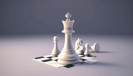 Chess pieces close-up on a light background, generative AI.の写真素材