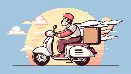 Courier delivering pizza, food concept, generative AI.の写真素材