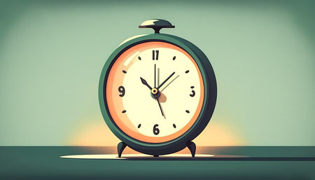 Old analog alarm clock isolated, generative AI.の写真素材