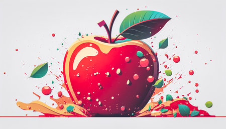 Ripe red apple close up, generative AI.の写真素材