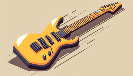 Bright electric guitar isolated, close up, generative AI.