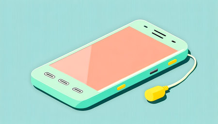Smartphone on a blue background, generative AI.
