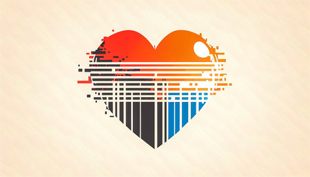 Flat illustration, close-up heart, heart health concept, generative AI.の写真素材