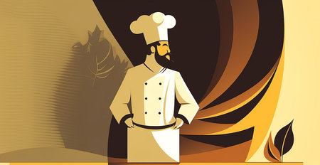 Illustration with professional chef, cooking concept, generative AI.の写真素材