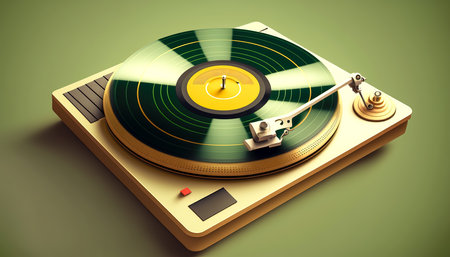 Vinyl player and vinyl record, generative AI.の写真素材