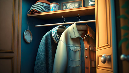 Mens clothes on a hanger, generative AI.の写真素材