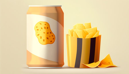 Beer and chips close-up, snacks and alcohol, generative AI.の写真素材