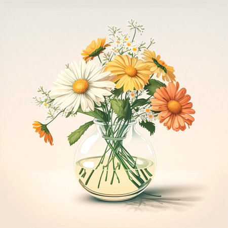 Still life with spring flowers in a vase, generative AI.の写真素材