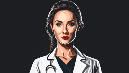 Medical woman in white coat, generative AI.の写真素材