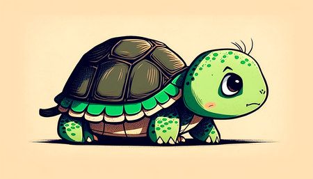 Funny cute cartoon turtle isolated, generative AI.の写真素材