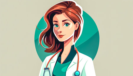 Medical woman in white coat, generative AI.の写真素材