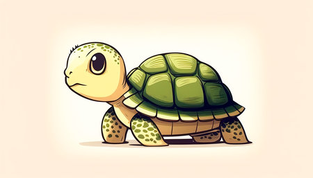 Funny cute cartoon turtle isolated, generative AI.の写真素材