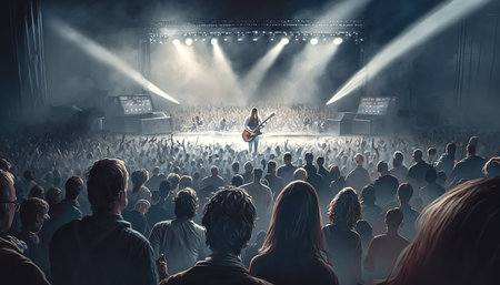 Stage, crowd of fans, rock concert, generative AI.の写真素材