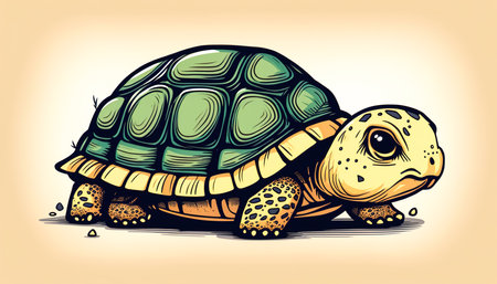 Funny cute cartoon turtle isolated, generative AI.の写真素材