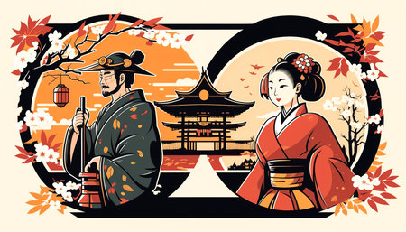 Illustration on the theme of traditional Japanese culture, generative AI.の写真素材