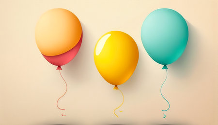 Multicolored balloons, happy festive background, generative AI.の写真素材