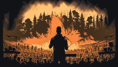 Stage, crowd of fans, rock concert, generative AI.の写真素材