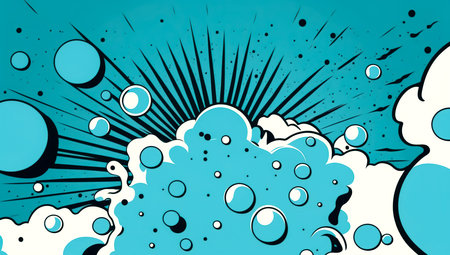 Abstract blue background, cartoon illustration, generative AI.