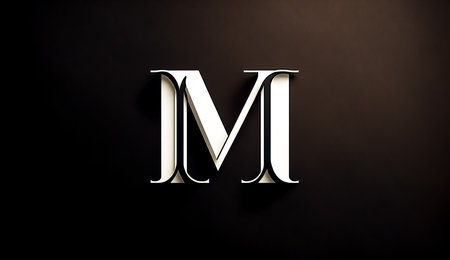 Minimalistic letter M on a black background, generative AI.の素材