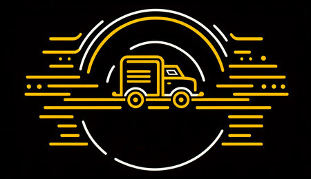 Truck, flat design, conceptual emblem, generative AI.の素材