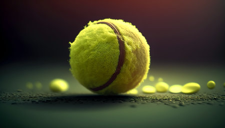Tennis ball on a colored background, generative AI.の素材