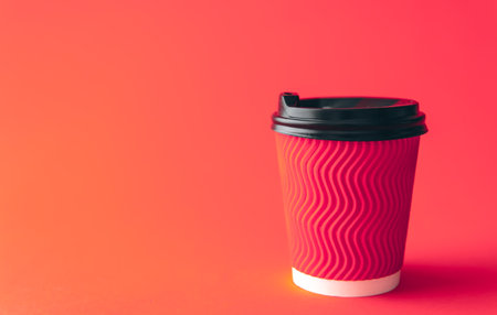 Disposable paper cup in trendy color Viva Magenta.の写真素材