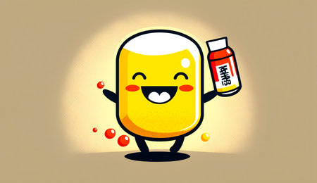 Cartoon illustration, concept of vitamins, generative AI.の素材