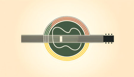 Creative illustration with acoustic guitar, generative AI.の素材