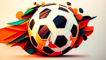 Creative illustration with soccer ball, generative AI.の素材