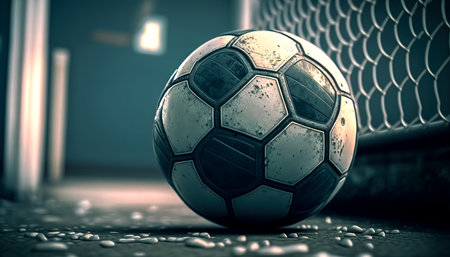 Creative illustration with soccer ball, generative AI.の素材