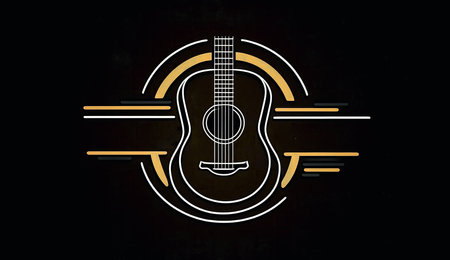 Creative illustration with acoustic guitar, generative AI.の素材