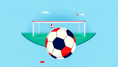 Creative illustration with soccer ball, generative AI.の素材