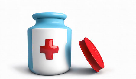 First medical aid symbol in the form of a jar with cross , generative AI.の素材